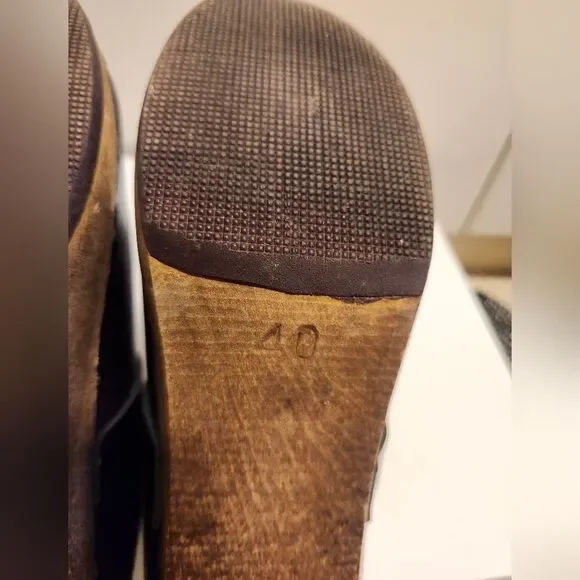 Maguba of Sweden Metallic Purple Leather Wooden Heel Clogs Size 9/40 Ret.$189 - Picture 12 of 12